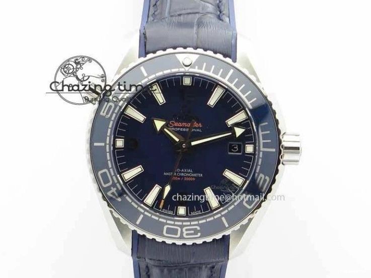 0320 Planet Ocean 2016 43.5mm SS OM 1:1 Best Edition Blue Dial On Blue Leather Strap A Sophisticated 8165